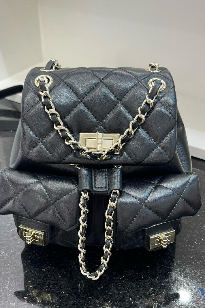 MBH First Layer Cowhide Quilted Mini Frog Backpack Chain Handbag Dual-Use Bag - Image 5