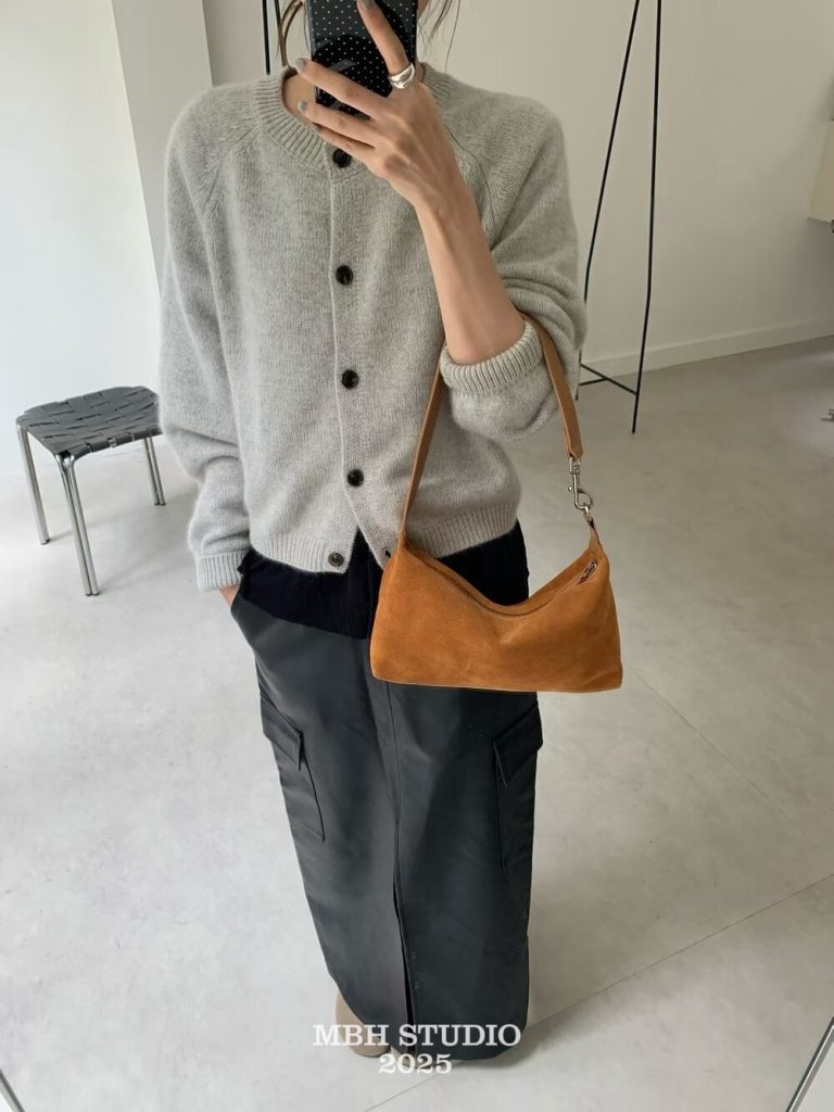 MBH Minimalist Vintage Matte Leather Baguette Bag Women's Underarm Shoulder Bag